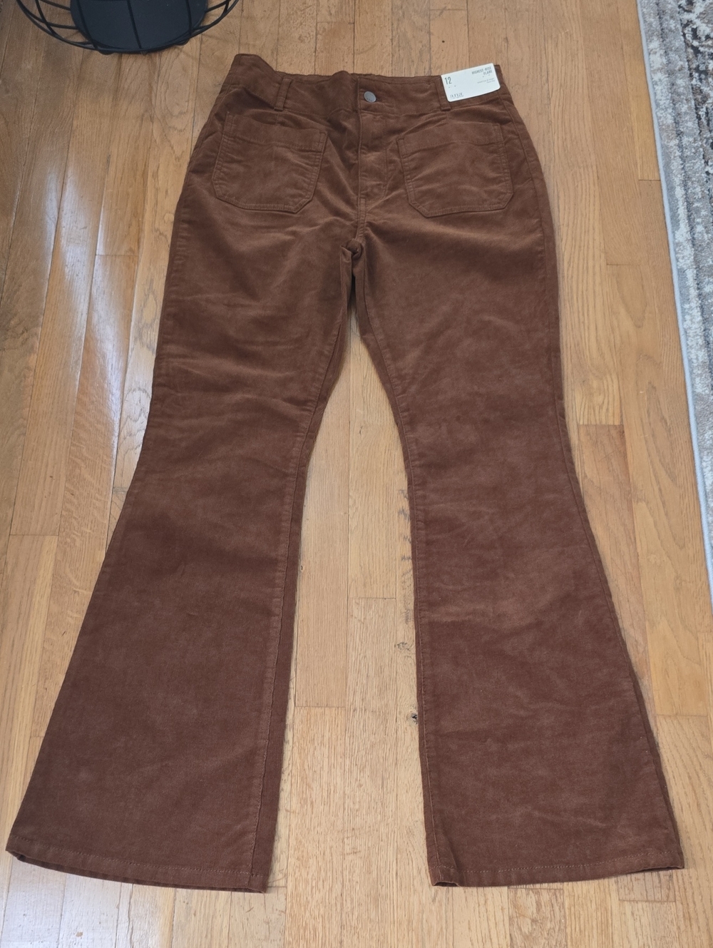 A.N.A BRAND WOMEN'S LIGHT BROWN HIGHEST-RISE FLARE CORDUROY PANTS SIZE 12